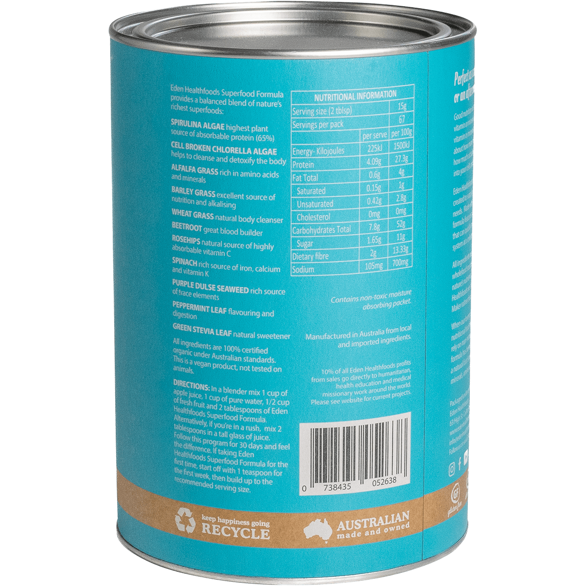Superfood Certified Organic Greens Powder 150g
