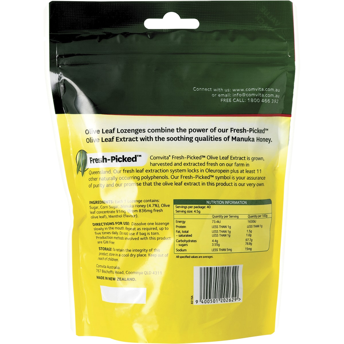Olive Leaf Extract Lozenges with Manuka Honey 40pk